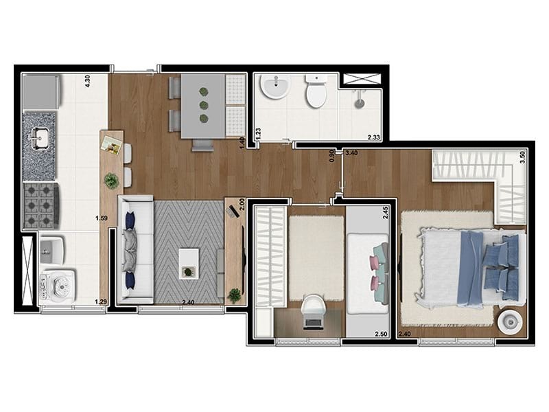 Apartamento, 2 quartos, 43 m² - Foto 11