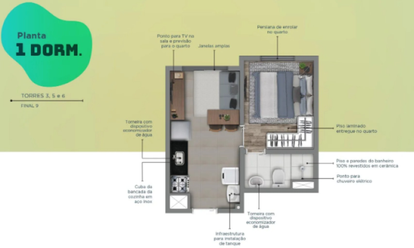 Apartamento Venda Com 1 Quarto 24m AP03000