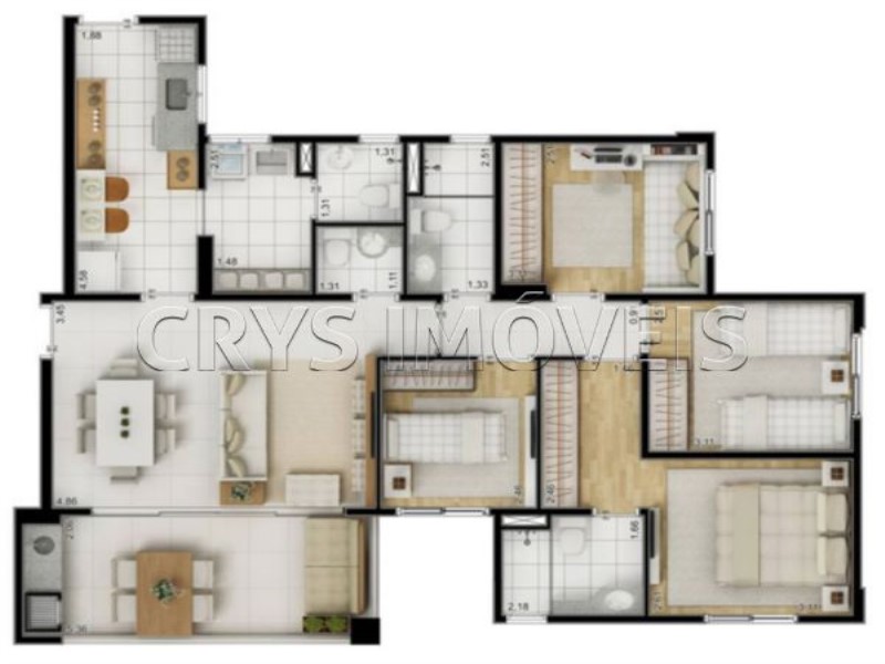 Apartamento, 3 quartos, 100 m² - Foto 3