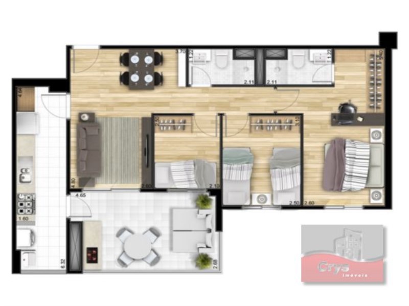 Apartamento à venda com 3 quartos, 78m² - Foto 2