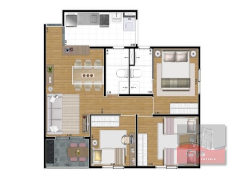 Apartamento, 3 quartos, 61 m² - Foto 10