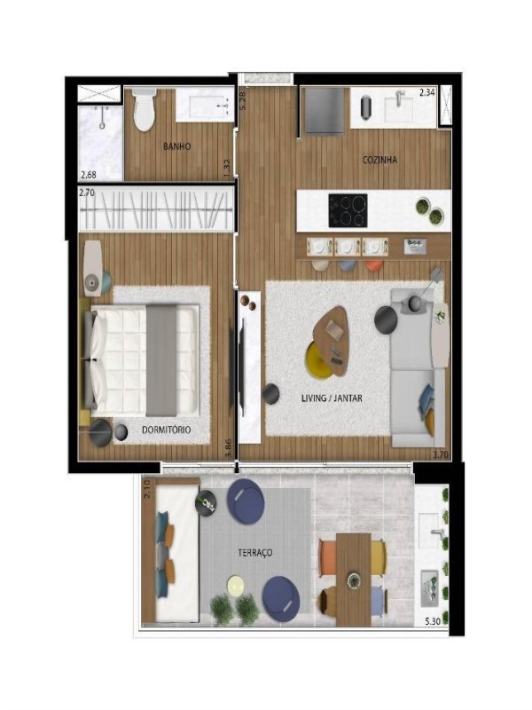 Apartamento, 1 quarto, 50 m² - Foto 2