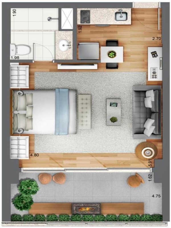 Apartamento, 1 quarto, 43 m² - Foto 2
