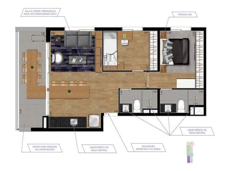 Apartamento, 2 quartos, 67 m² - Foto 2