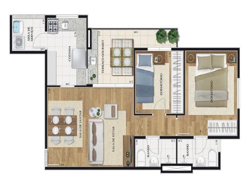 Apartamento, 2 quartos, 58 m² - Foto 8