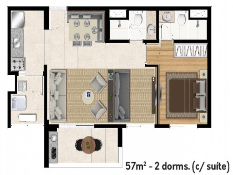 Apartamento, 2 quartos, 57 m² - Foto 9