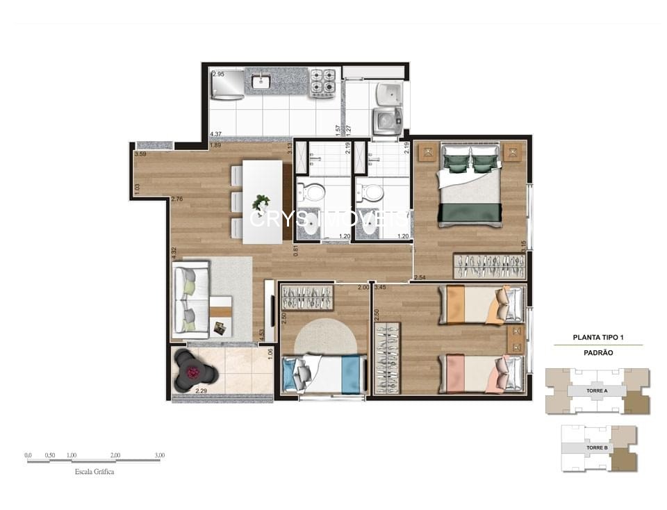 Apartamento, 3 quartos, 57 m² - Foto 7