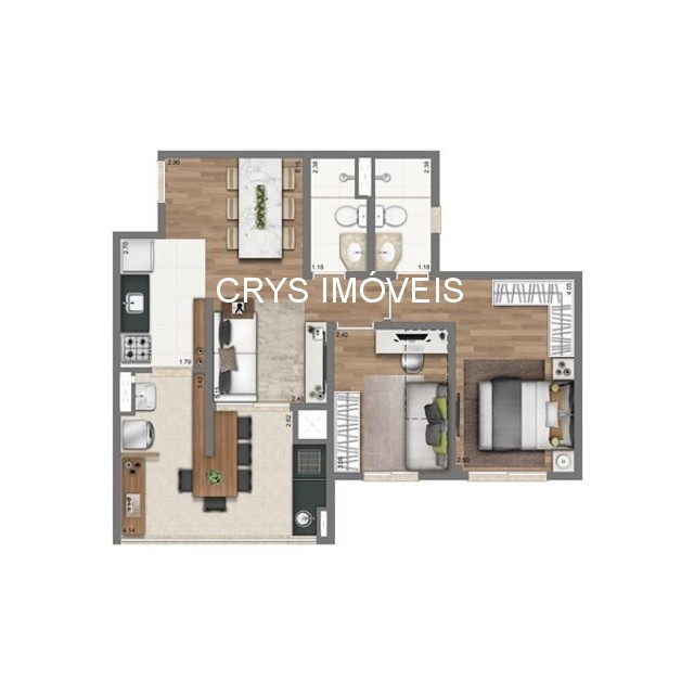 Apartamento, 2 quartos, 63 m² - Foto 2