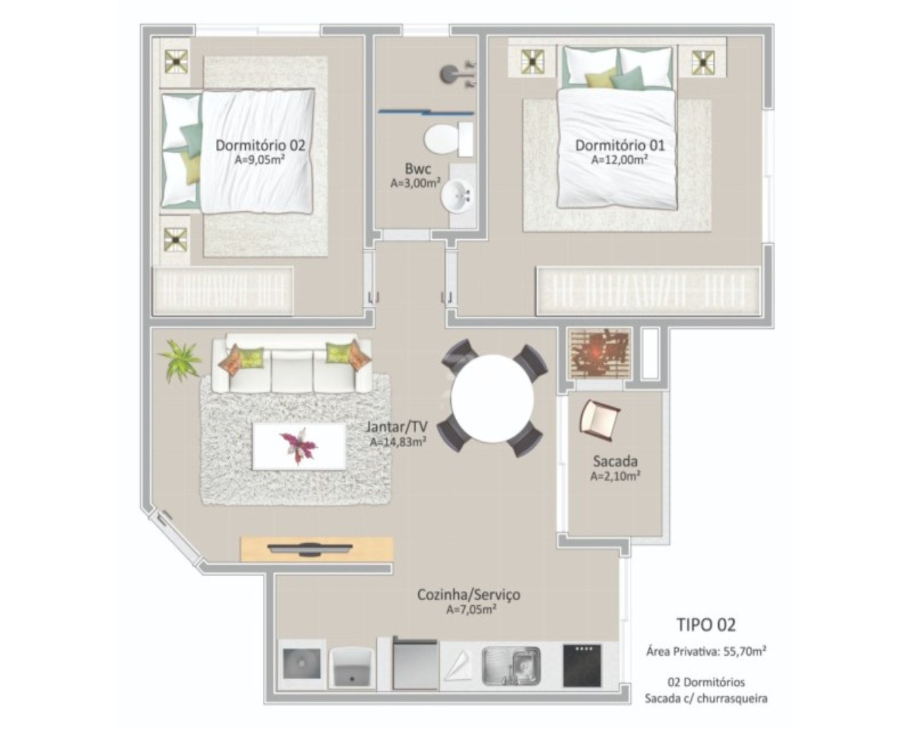 Apartamento, 2 quartos, 60 m² - Foto 16