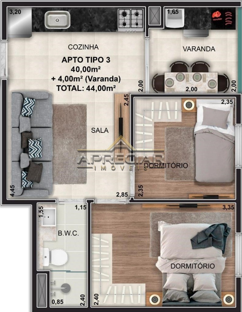 Apartamento, 2 quartos, 62 m² - Foto 3