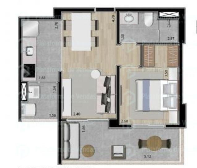 Apartamento, 1 quarto, 45 m² - Foto 3