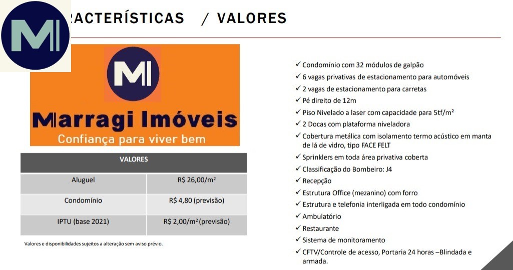 Marragi Imóveis com galpão industrial para alugar no Rodoanel 1, Perus, São Paulo