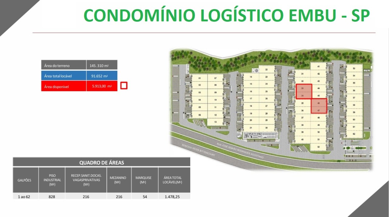 Galpão logístico para alugar em embu das artes na rodovia ré