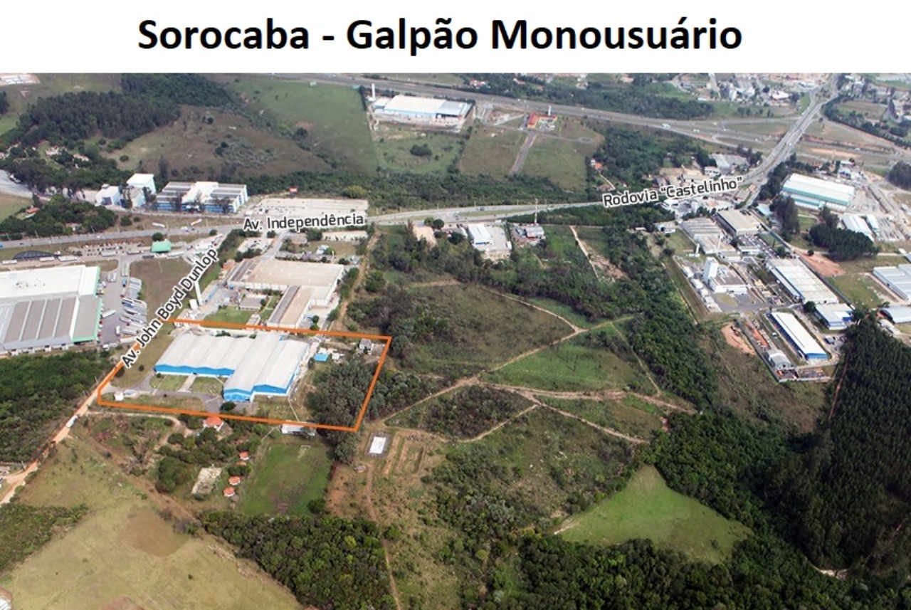 Galpão industrial monousuário para alugar em Sorocaba à 1 Km da Castelinho