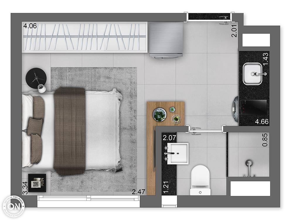 Apartamento, 1 quarto, 33 m² - Foto 13