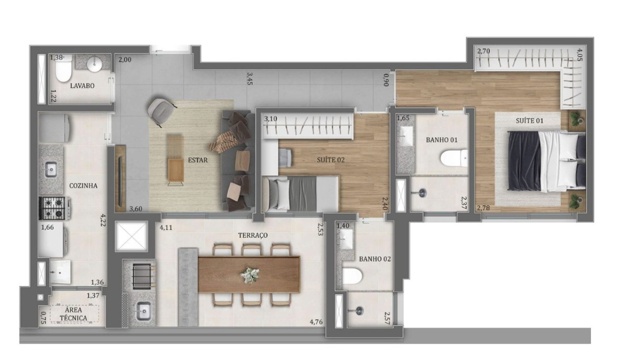 Apartamento, 2 quartos, 80 m² - Foto 1
