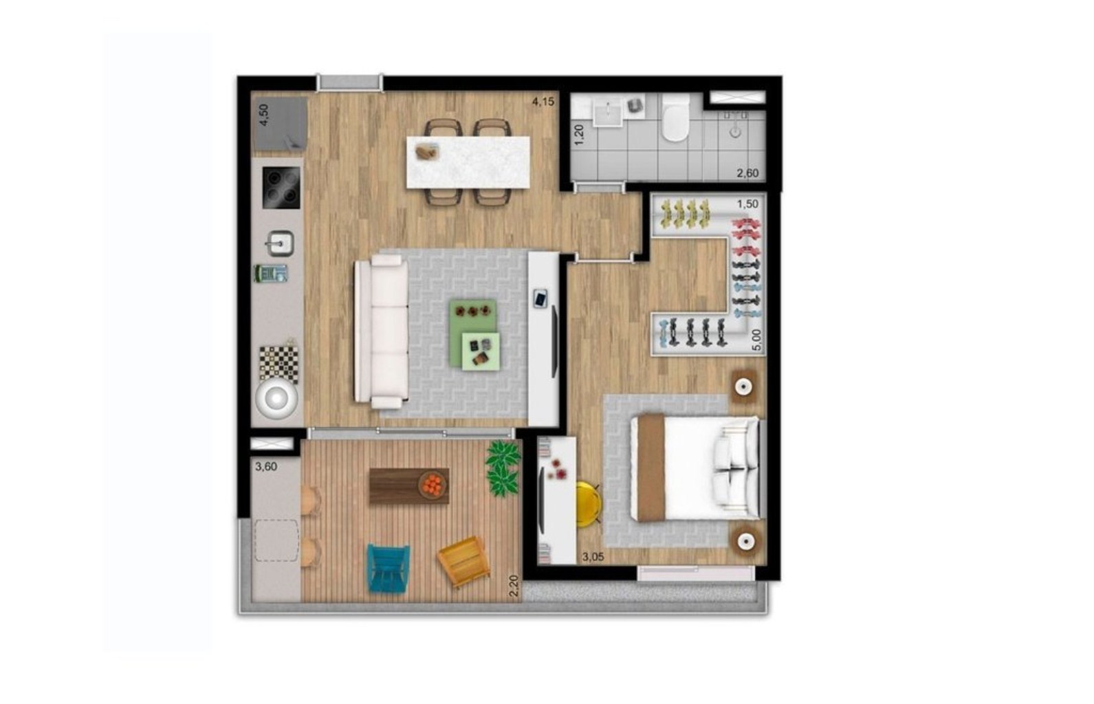 Apartamento, 1 quarto, 52 m² - Foto 2