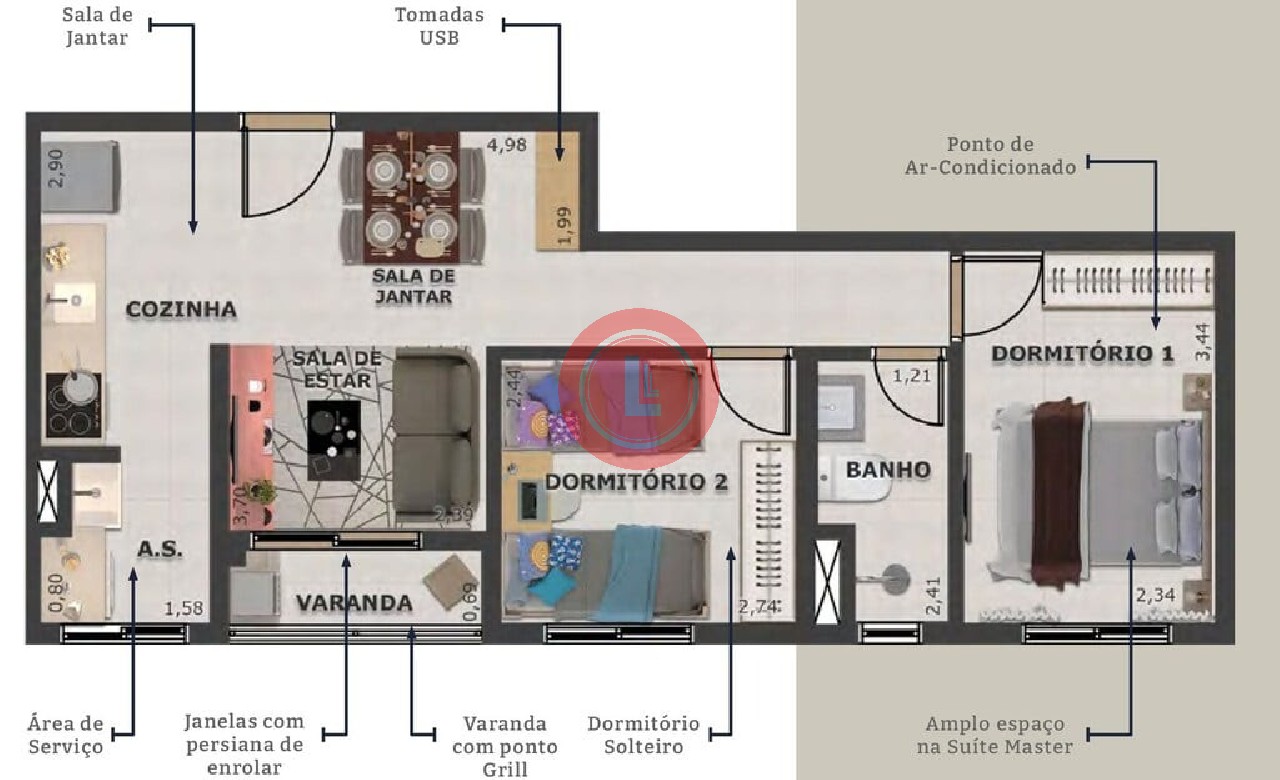 Apartamento, 2 quartos, 47 m² - Foto 3