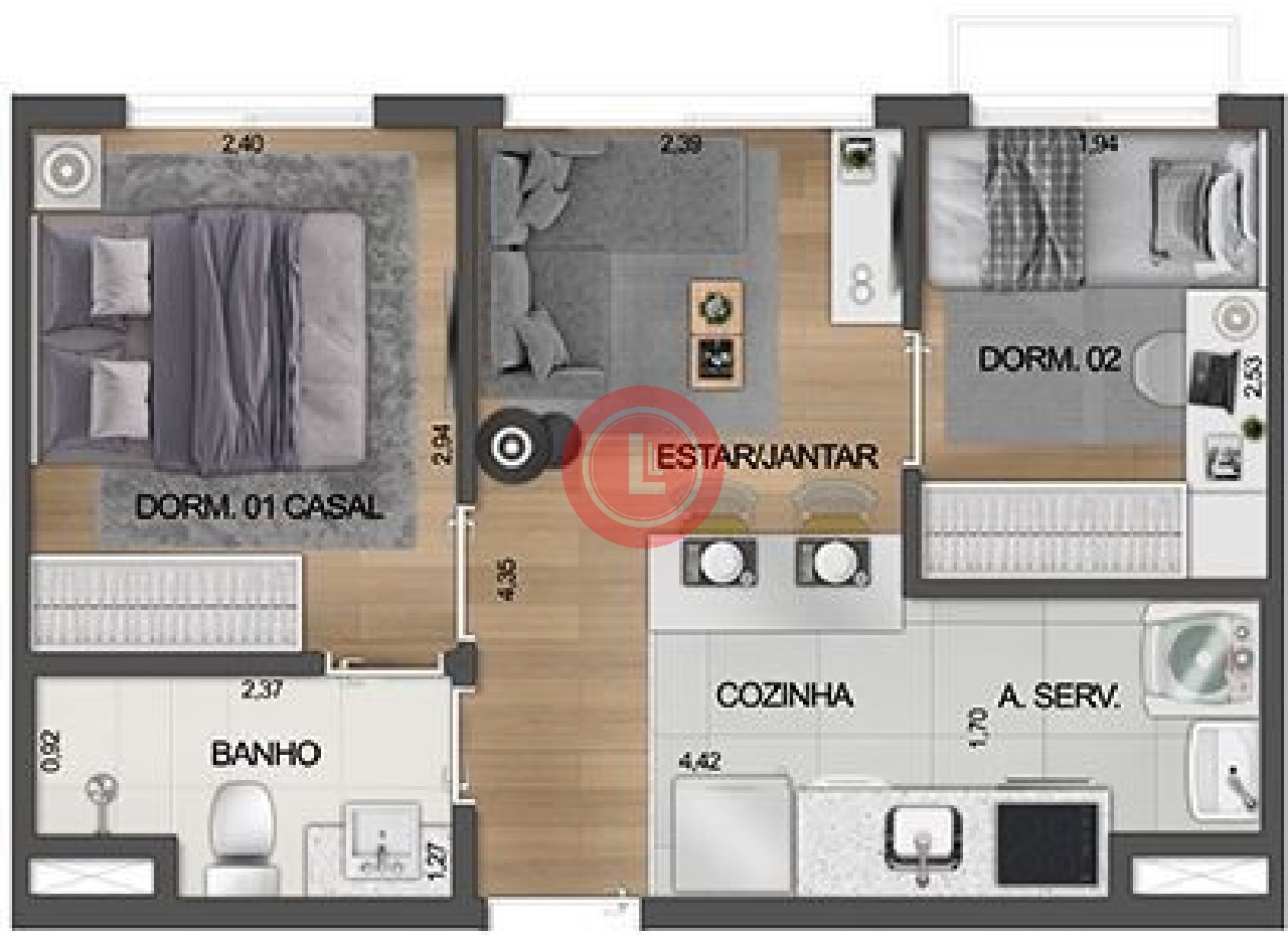 Apartamento, 2 quartos, 33 m² - Foto 33