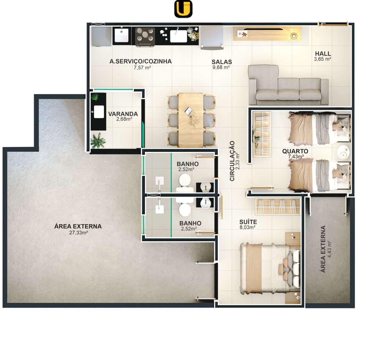 Apartamento, 2 quartos, 56 m² - Foto 19