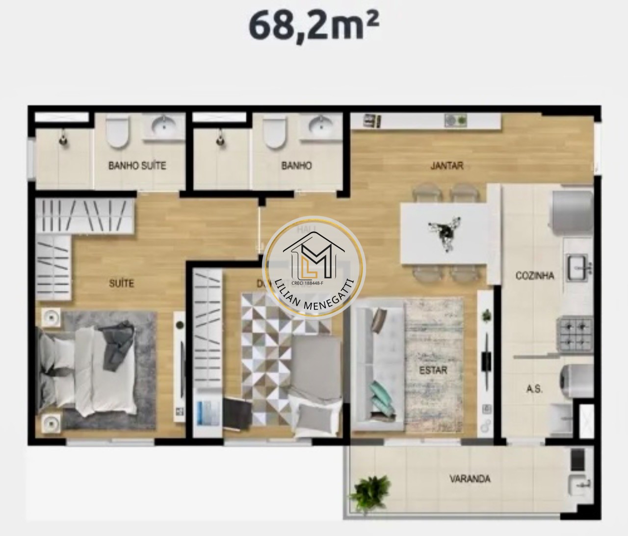 Apartamento, 2 quartos, 68 m² - Foto 2