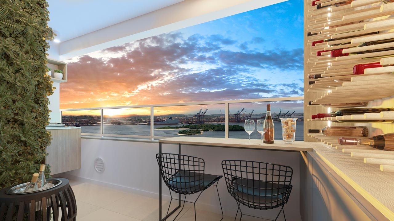 Porto carioca, apartamento com 2 quartos com varanda, suíte 