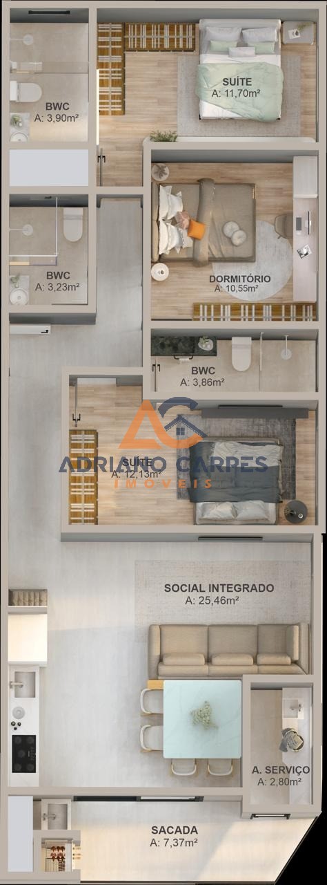 Apartamento, 3 quartos, 103 m² - Foto 2
