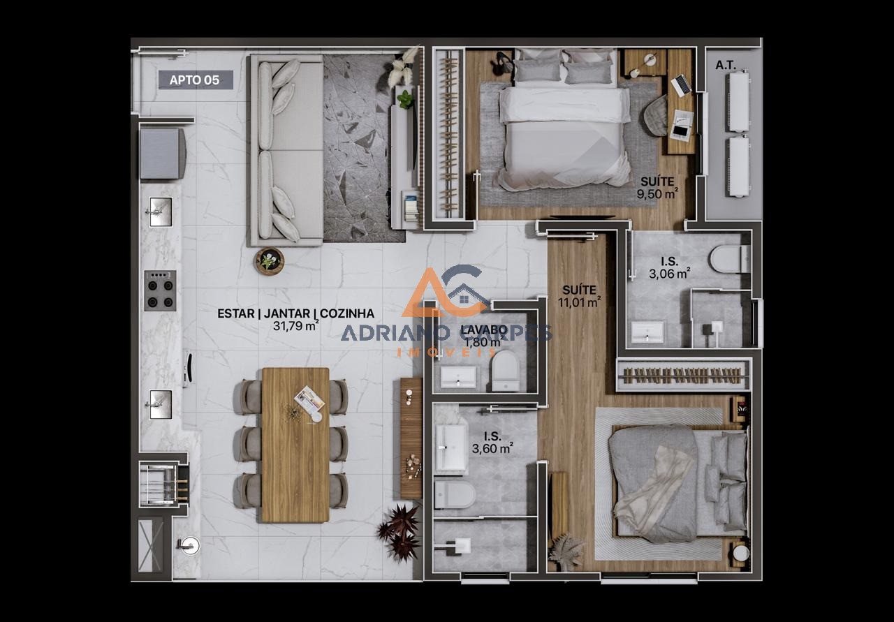 Apartamento, 2 quartos, 71 m² - Foto 3
