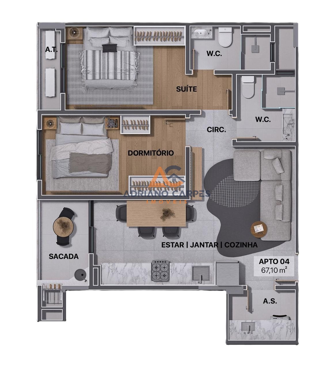 LANÇAMENTO: Apartamento com 1 suíte mais 1 dormitório no Centro de Navegantes a venda com Adriano Carpes Imóveis.
