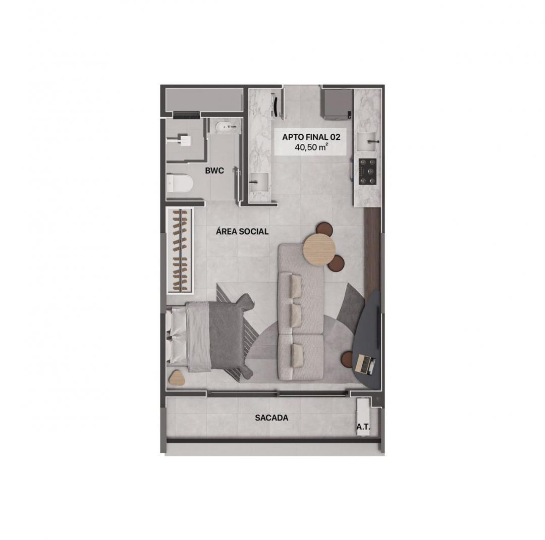 Apartamento, 1 quarto - Foto 1