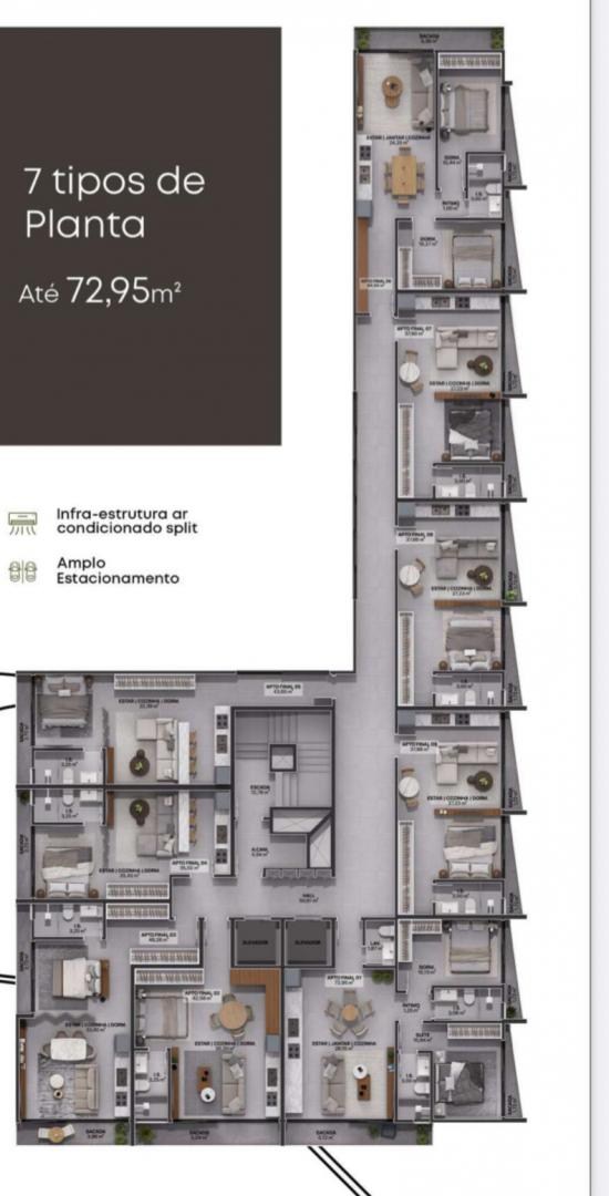 Apartamento Studio com 1 vaga de garagem na quadra mar no Centro de Navegantes a venda com a Adriano Carpes Imóveis