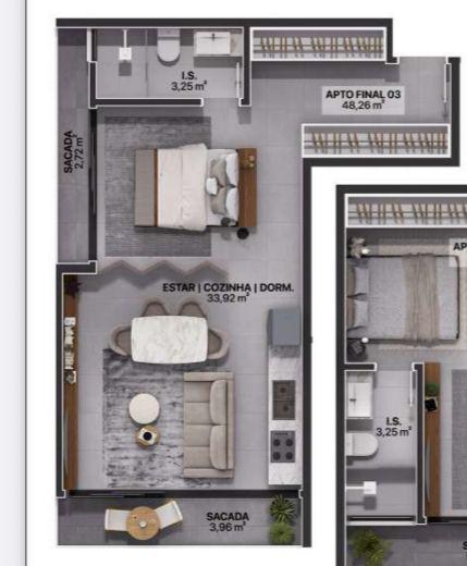 Apartamento Studio na quadra mar no Centro de Navegantes a venda com a Adriano Carpes Imóveis