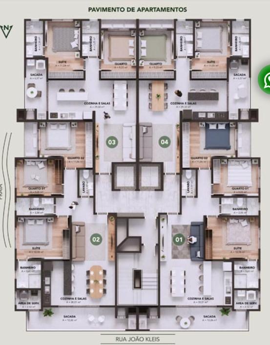 Apartamento com 3 dormitórios sendo 1 suíte e 2 vagas de gar