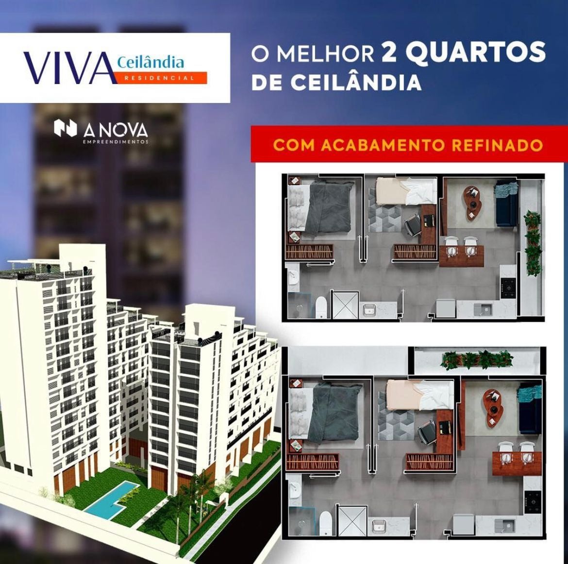 QNN 31 Viva Residencial Ágio Apartamento 2 Quartos 1 Vaga 42m² Lazer Porcelanato