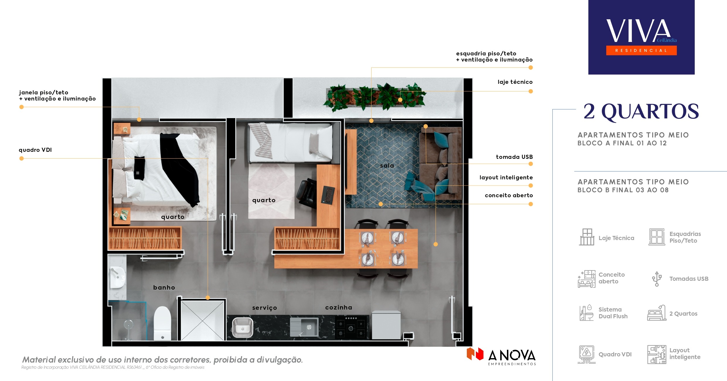 QNN 31 Viva Residencial Ágio Apartamento 2 Quartos 1 Vaga 42m² Lazer Porcelanato