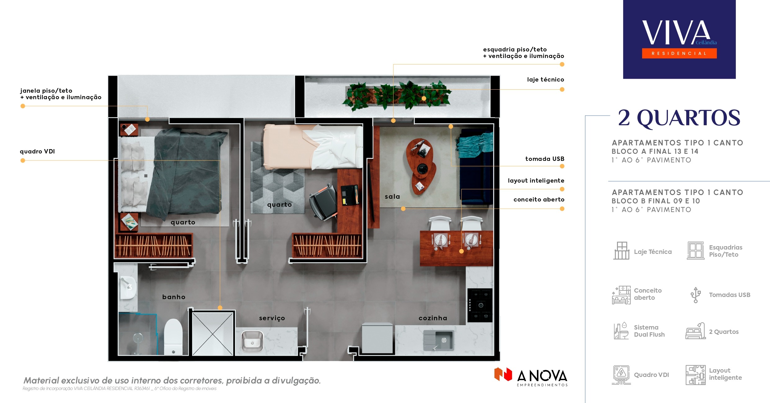 QNN 31 Viva Residencial Ágio Apartamento 2 Quartos 1 Vaga 42m² Lazer Porcelanato