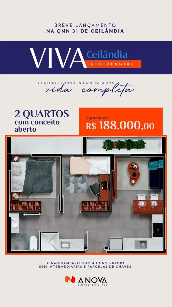 QNN 31 Viva Residencial Ágio Apartamento 2 Quartos 1 Vaga 42m² Lazer Porcelanato