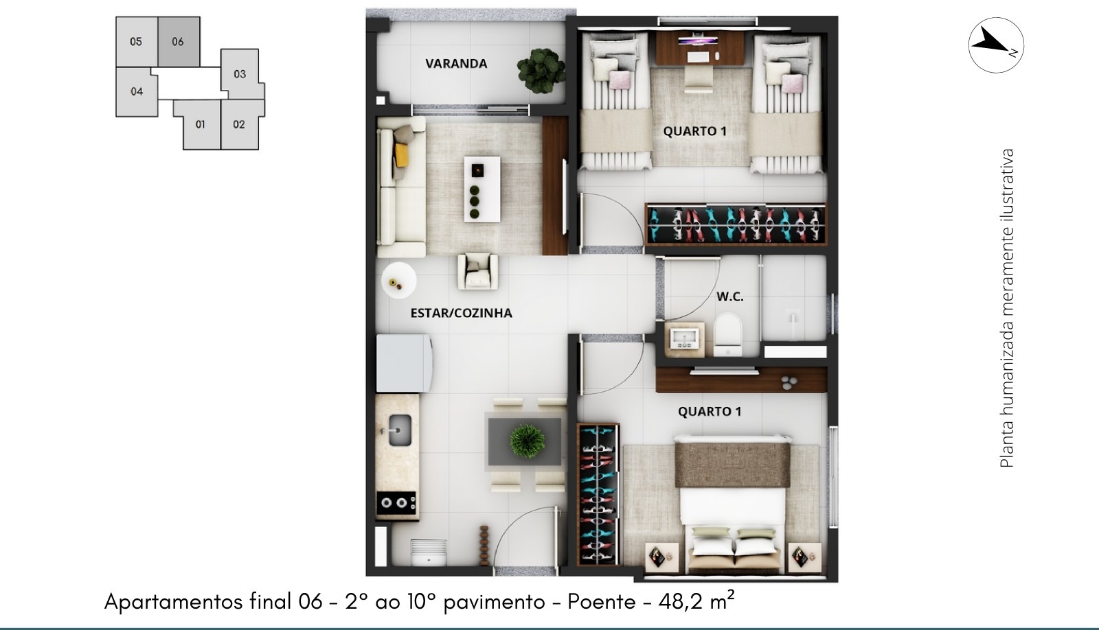 Residencial Iohana Reis Samambaia Norte APTO 2 Quartos 1 Vaga 47,6m² Varanda