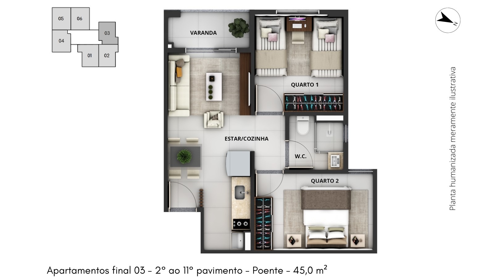 Residencial Iohana Reis Samambaia Norte APTO 2 Quartos 1 Vaga 47,6m² Varanda
