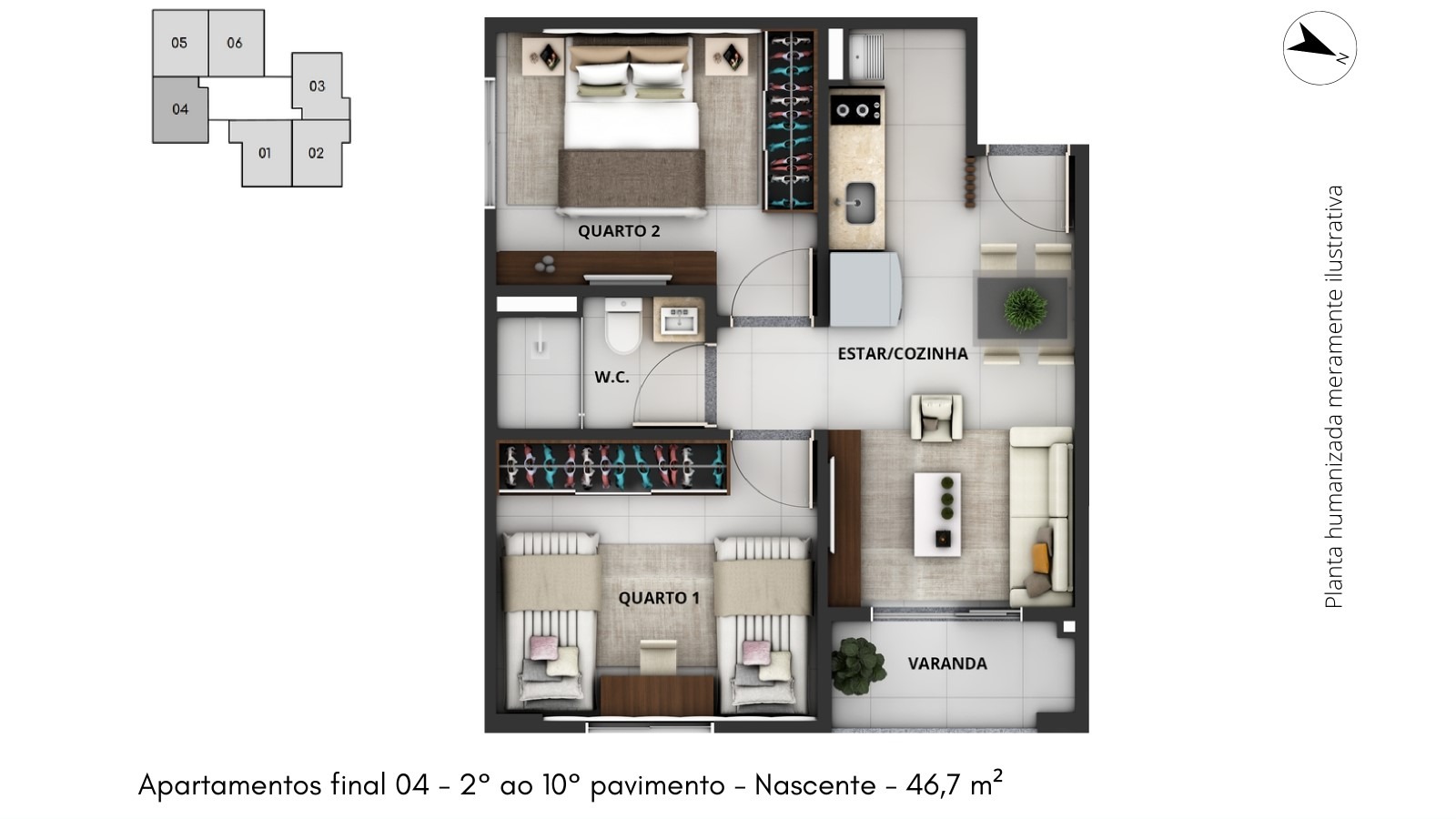 Residencial Iohana Reis Samambaia Norte APTO 2 Quartos 1 Vaga 47,6m² Varanda