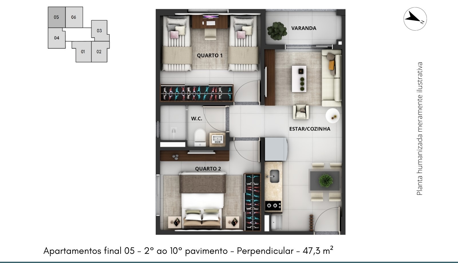 Residencial Iohana Reis Samambaia Norte APTO 2 Quartos 1 Vaga 47,6m² Varanda