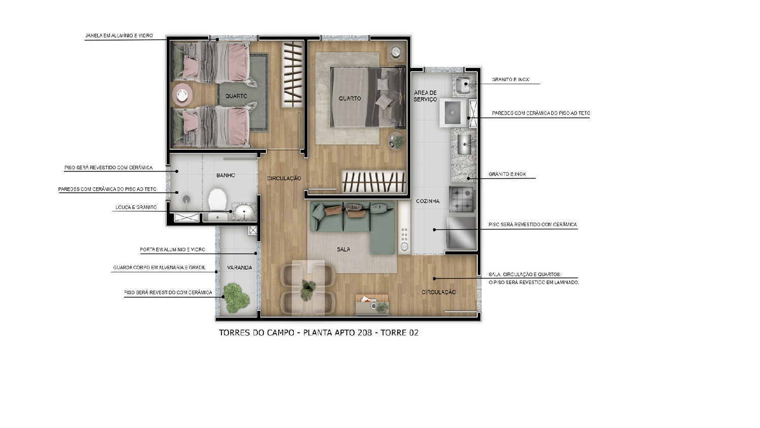 QUADRA QNM 29 Torres do Campo Ceilândia Sul Garden 2 Quartos 45m² 1 Vaga Lazer