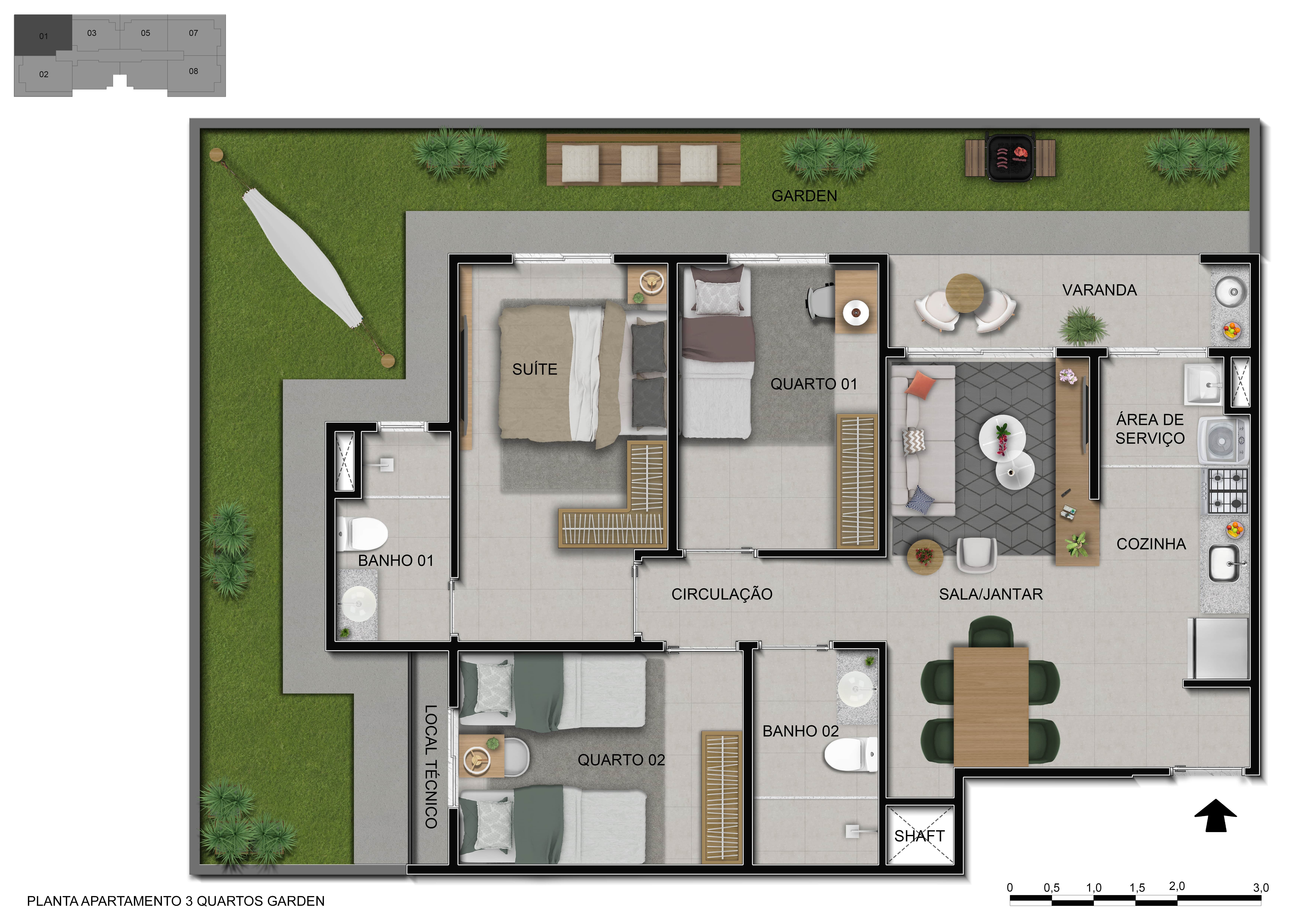 Rodovia BR 020 Alto Sobradinho Cobertura 3 Quartos 2 Vagas 132,65m² Lazer Planta