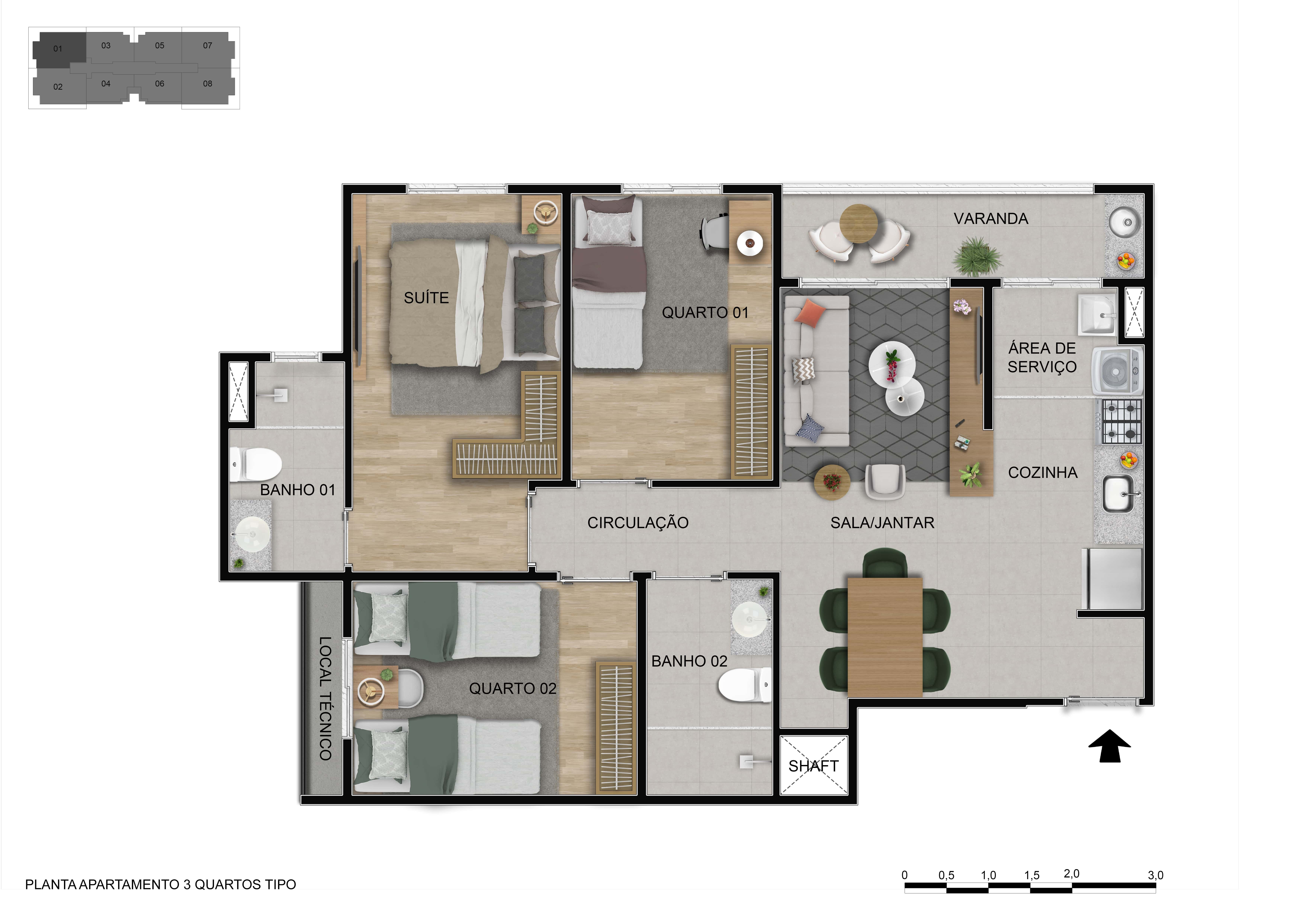 Rodovia BR 020 Alto Sobradinho Cobertura 3 Quartos 2 Vagas 132,65m² Lazer Planta