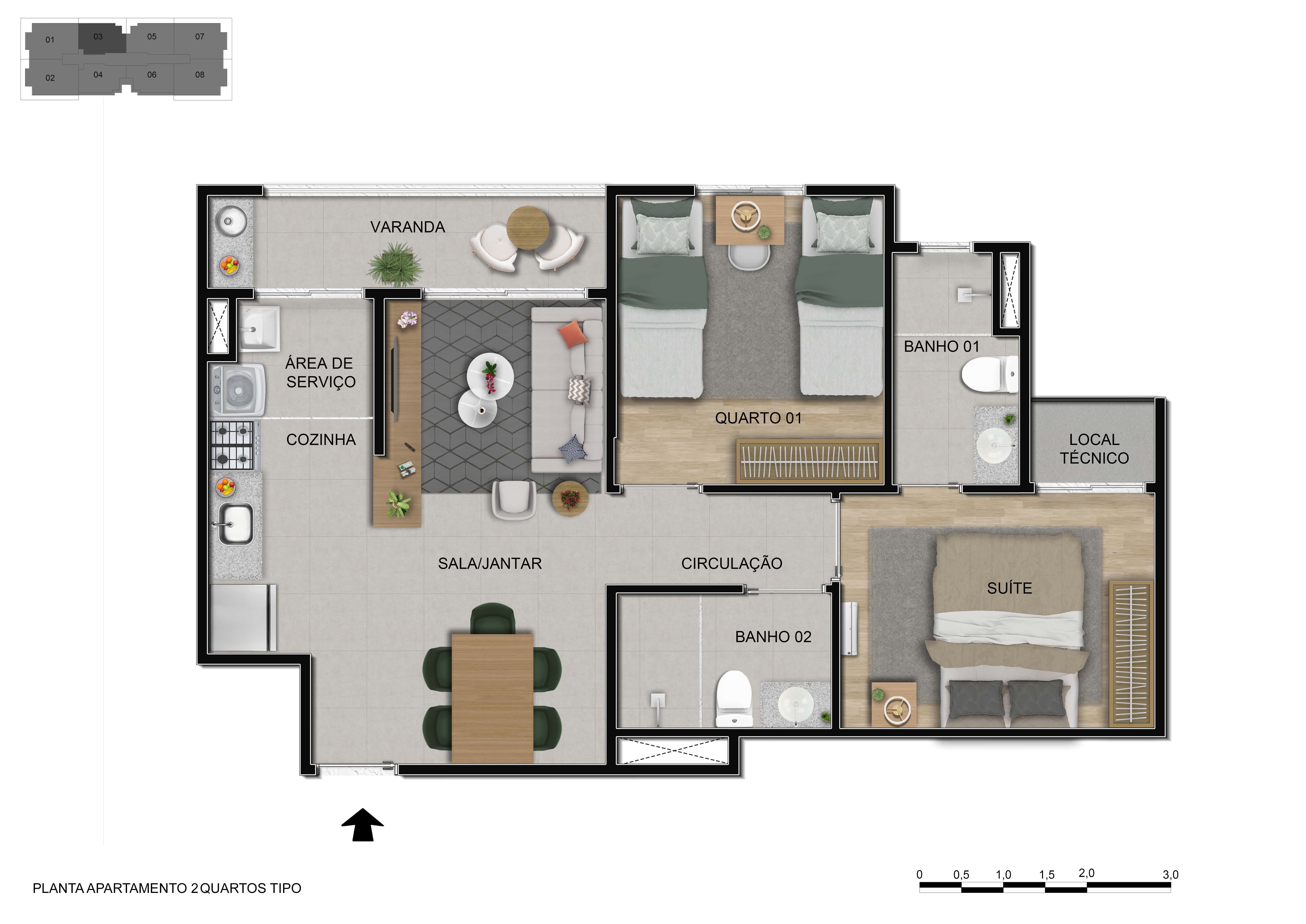 Rodovia BR 020 Alto Sobradinho 2 Quartos 1 Vaga 59m² Lazer Financ FGTS na Planta