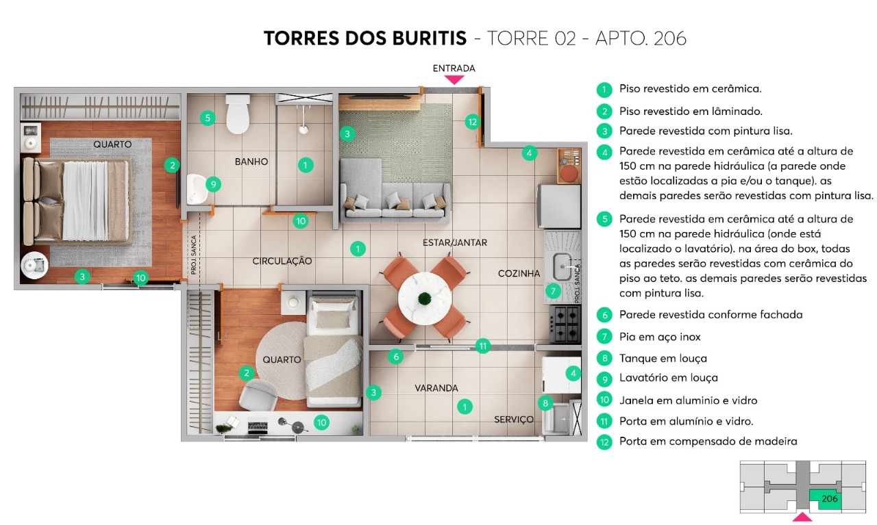 Apartamento, 2 quartos, 45 m² - Foto 15