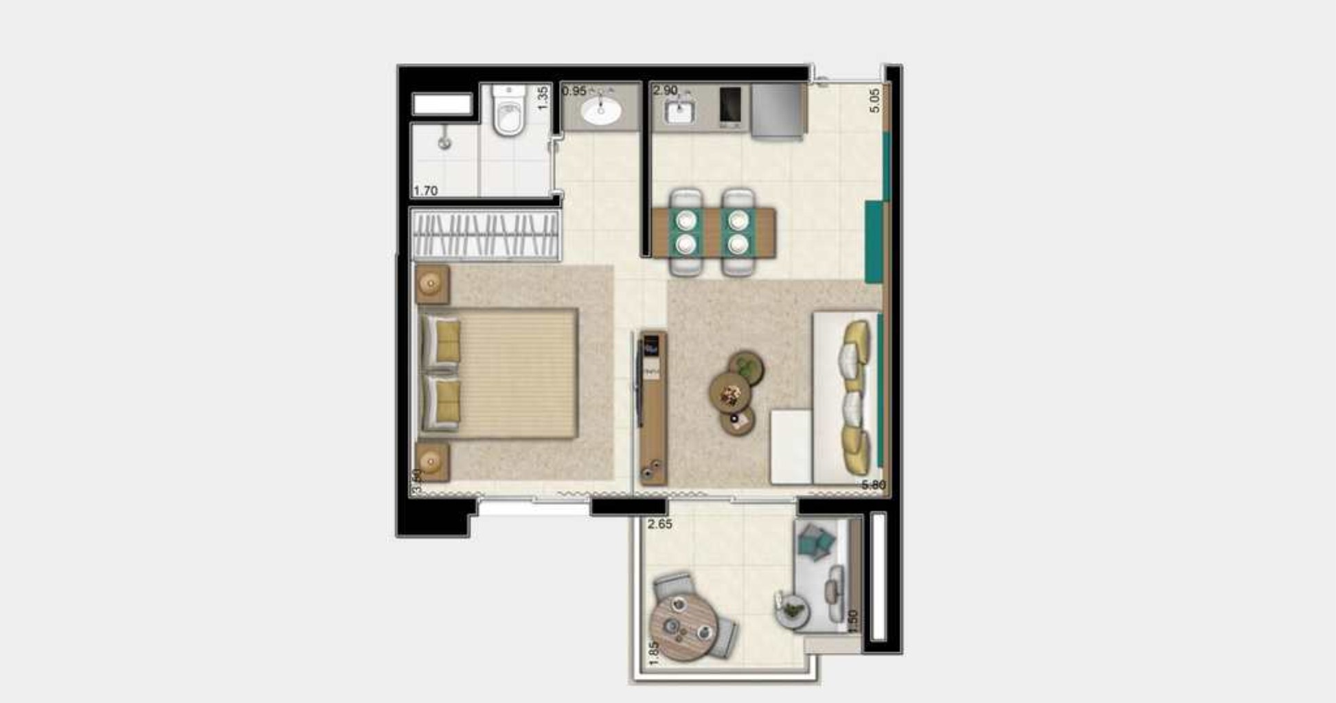 Apartamento, 1 quarto, 60 m² - Foto 15
