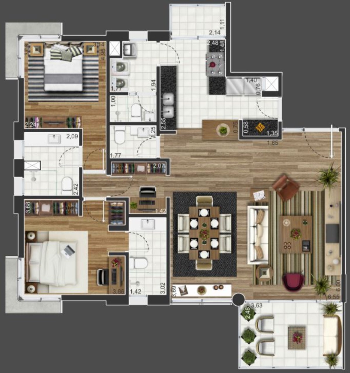 Apartamento à venda com 2 quartos, 128m² - Foto 7