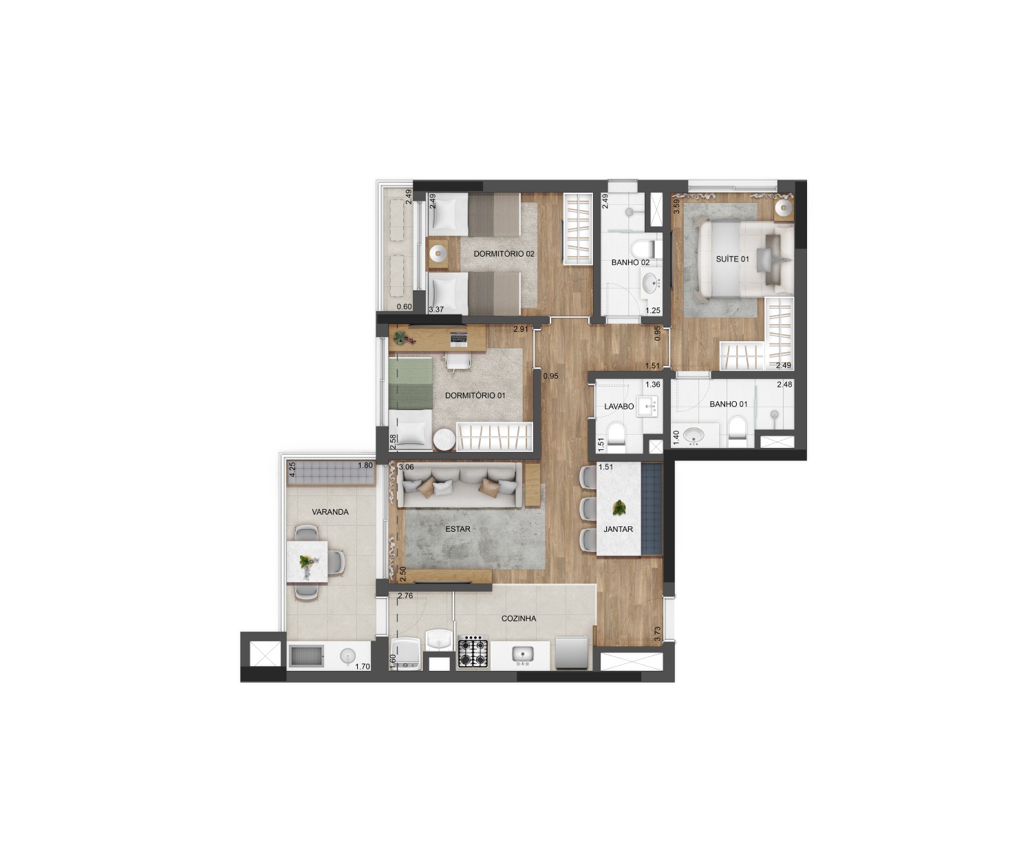 Apartamento, 2 quartos, 18675 m² - Foto 3