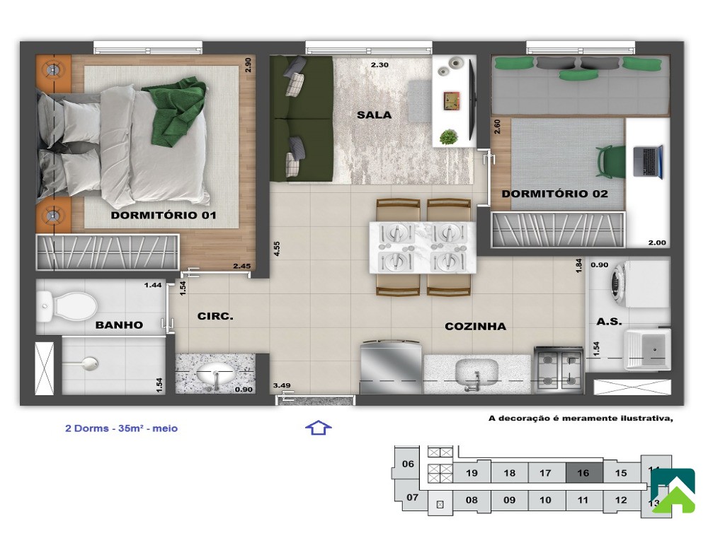 Apartamento, 2 quartos, 37 m² - Foto 15
